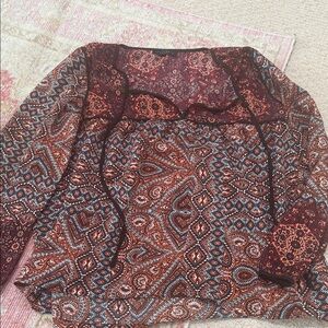 Sanctuary Paisley Peasant Blouse - Burgundy, Rust, Blue